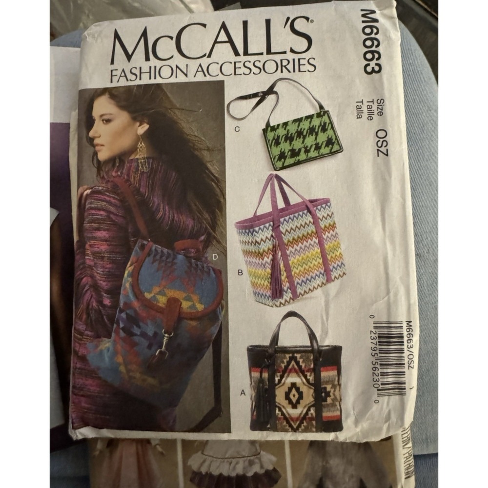 6663 McCalls SEWING Pattern Crafts lined bag totes‎ shoulder New
